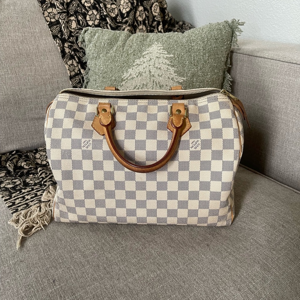 Authentic Louis Vuitton Speedy 30 Damier Azur | Lock & Key Included w/ organizer